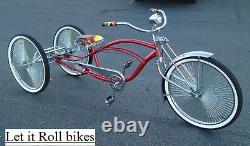 Chrome Tricycle Conversion Kit 5/8 Axle Hollow Hub Fixed Sprocket New