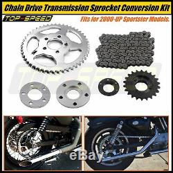 Front & Rear Transmission Sprocket 530 Chain Conversion Kit For Harley Sportster