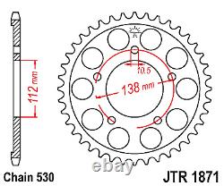 Chaîne à maillons en or JT Z3 Gold X-Ring et pignons de conversion 530 pour Yamaha YZF-R6 5EB 99-00